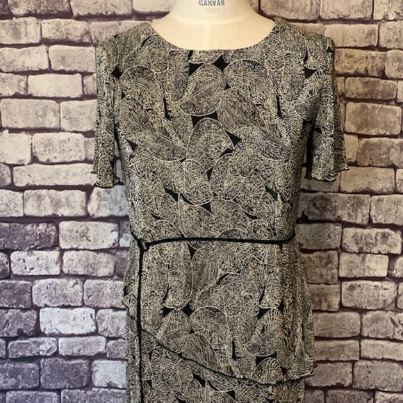 Connected Apparel Black & Ivory Short Sleeve Dress - Picture 7 of 13